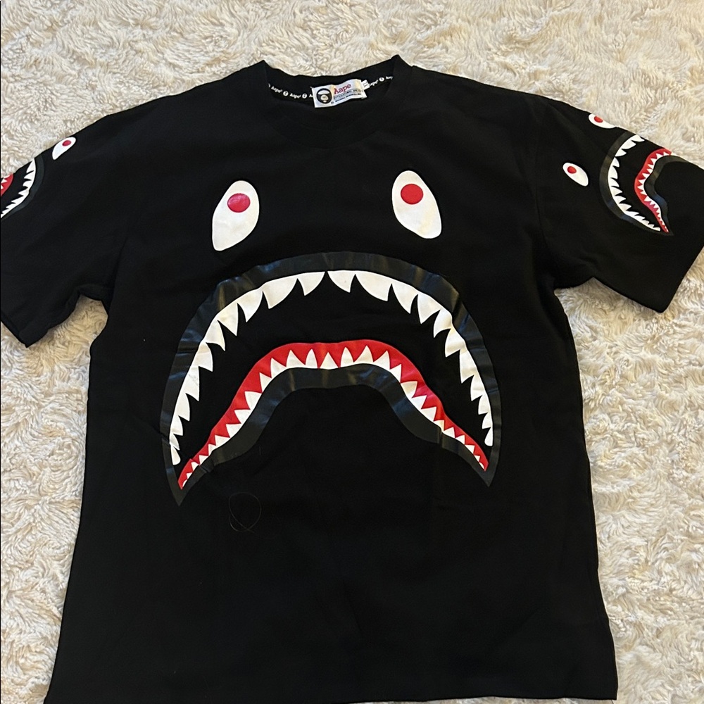 Bape Black and Red Shark Face Kids Tee
